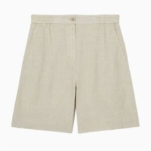 COS Elasticated Linen Shorts In Light Beige